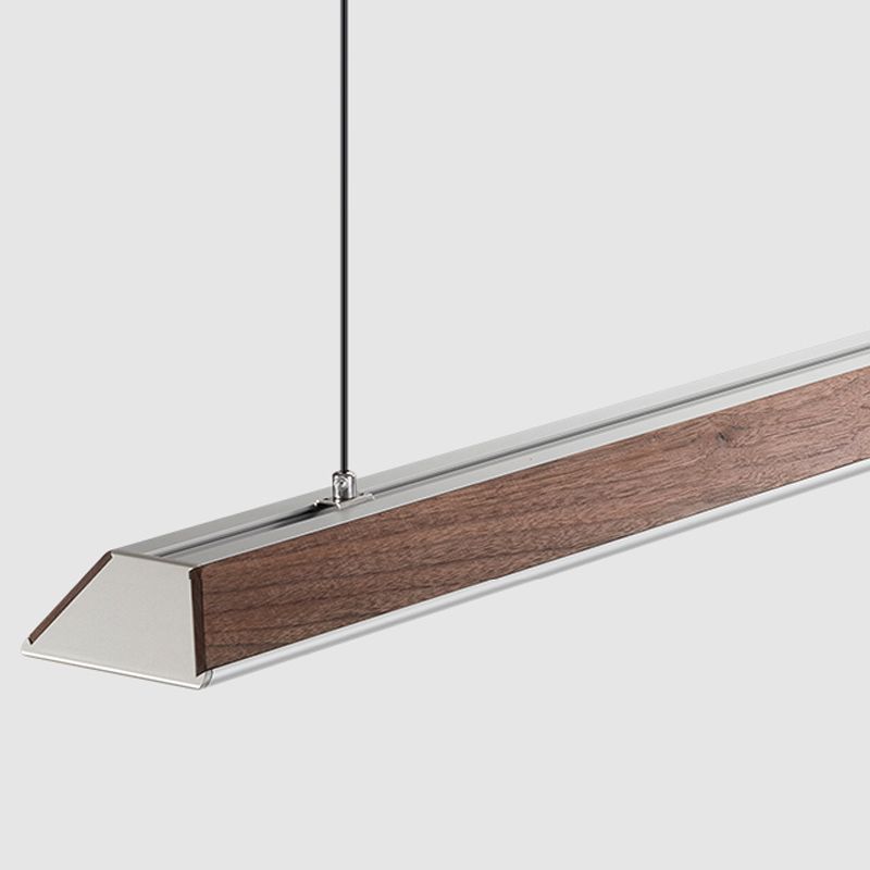 Modern 1-Light Island Light Linear Wood Island Chandelier Lights for Office