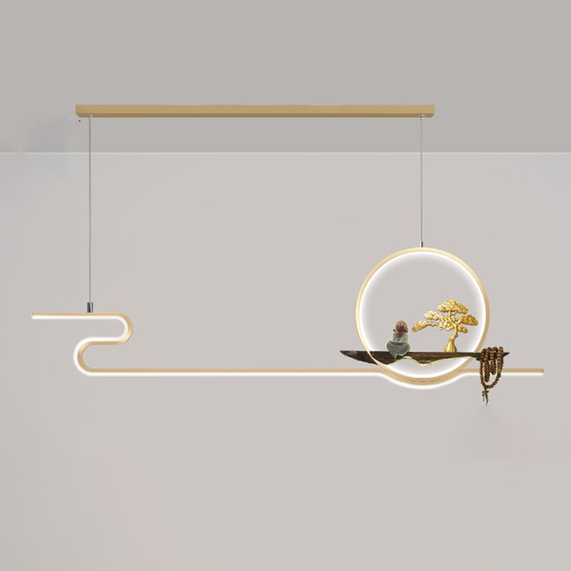 Linear LED Island Chandelier Lights Ceramics Modern Hanging Lamp for Dining Room