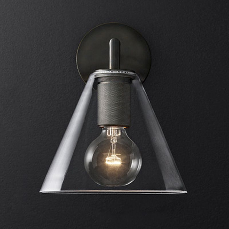 Retro Minimalist Style Cone Sconce Light Fixture  Glass Sconces for Bedroom