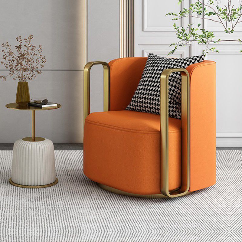Glam Arm Chair Solid Color Pillow Back Gold Base Arms Included Armchair