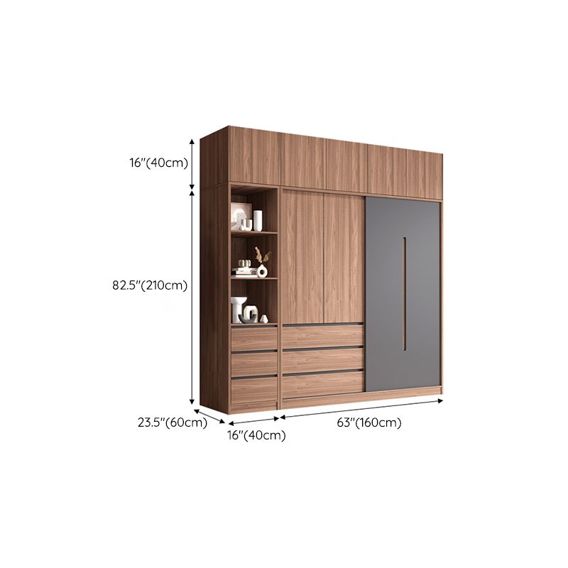 Contemporary Sliding Door Storage Cabinet Bedroom Cabinet with Drawers