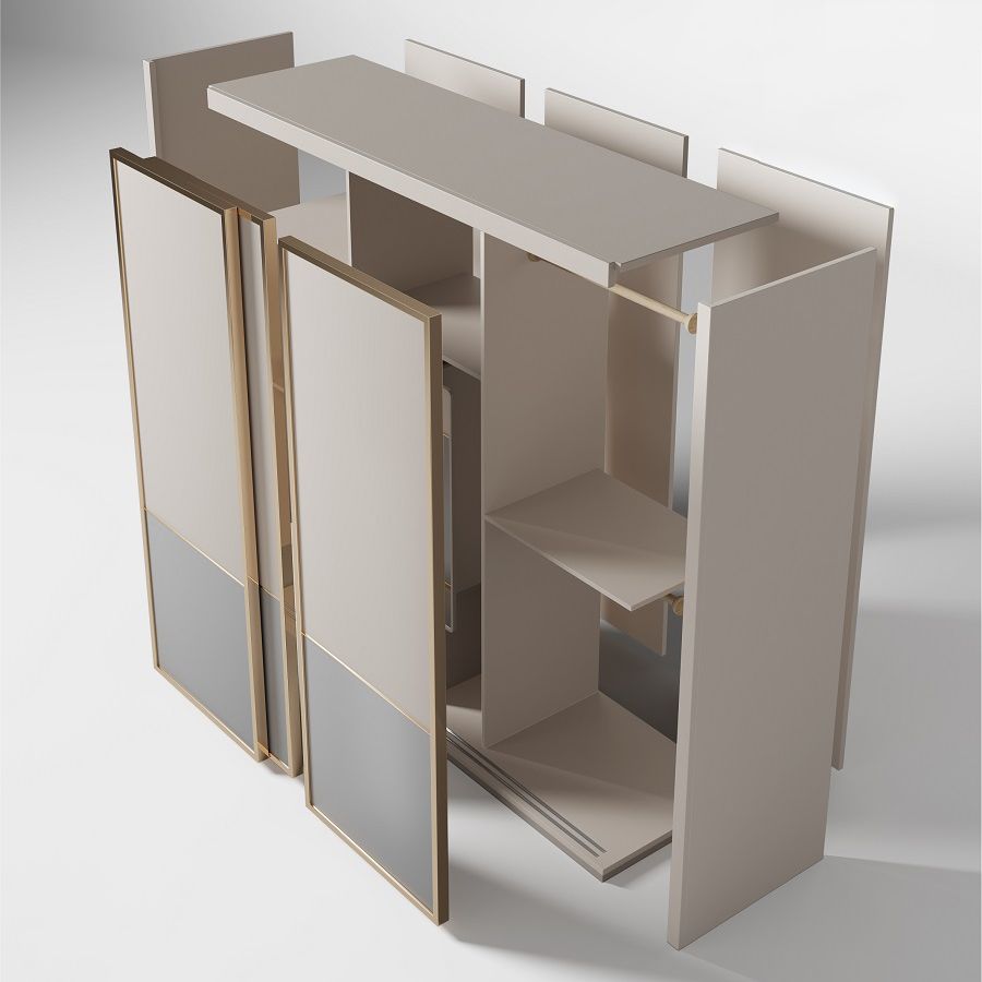 Engineered Wood Wardrobe Armoire Modern Style Wardrobe with Mirror