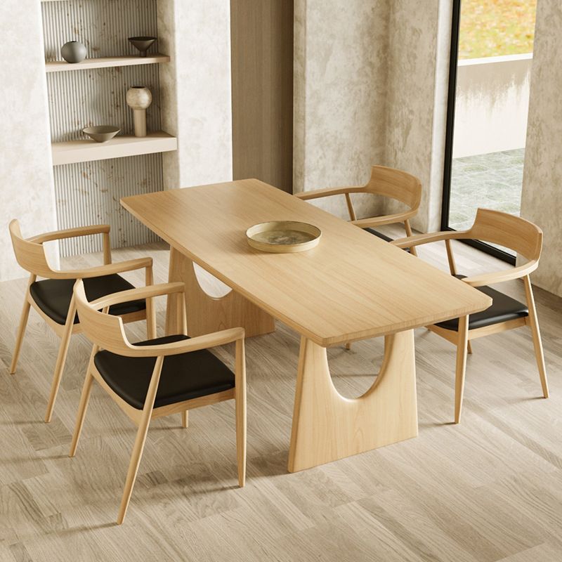 Industrial Double Pedestal Dining Table Pine Wood Table for Dining Room Cafe