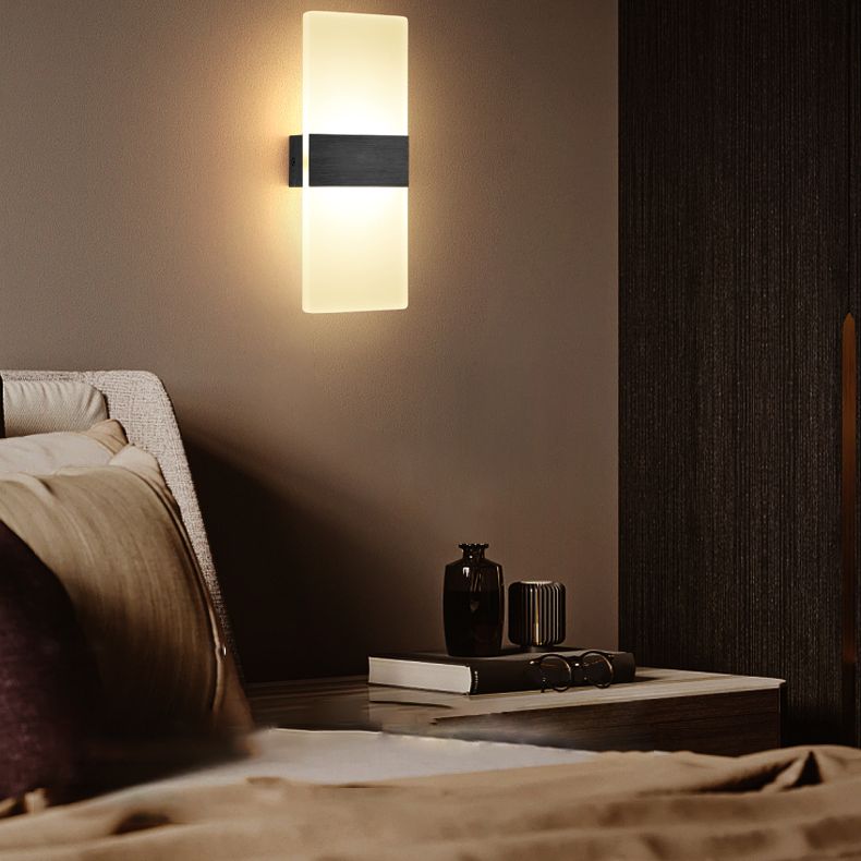 Lampada da parete per tonalità rettangolare in alluminio modernista Light Sconce a 1 luce per camera da letto