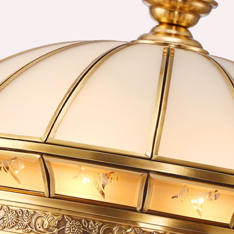 7 luci glassata lampadario in vetro illuminazione in ottone coloniale a cupola kit di luce appesa