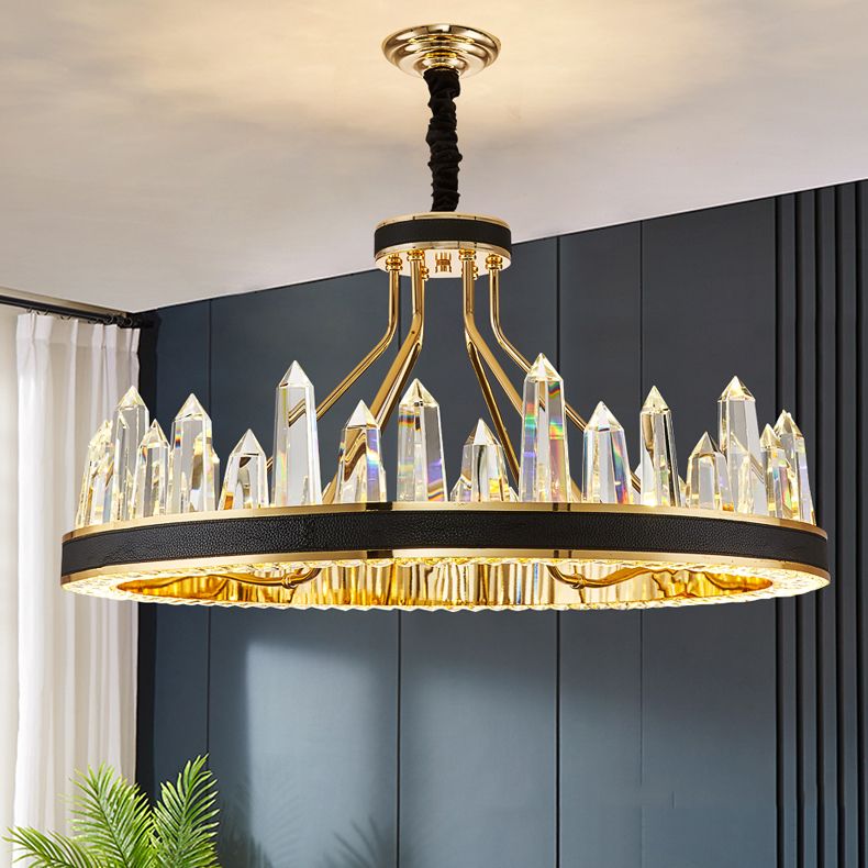 Contemporary Chandelier Light Fixture K9 Crystal Pendant Chandelier in Black