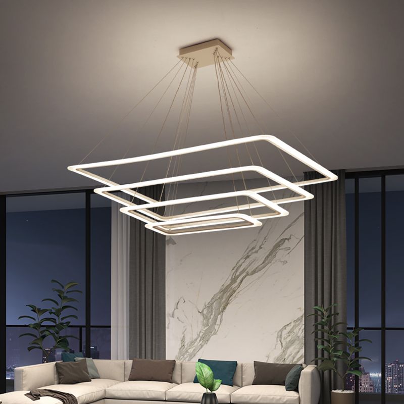 Modern Layered Chandelier Metal White LED Chandelier Pendant for Living Room