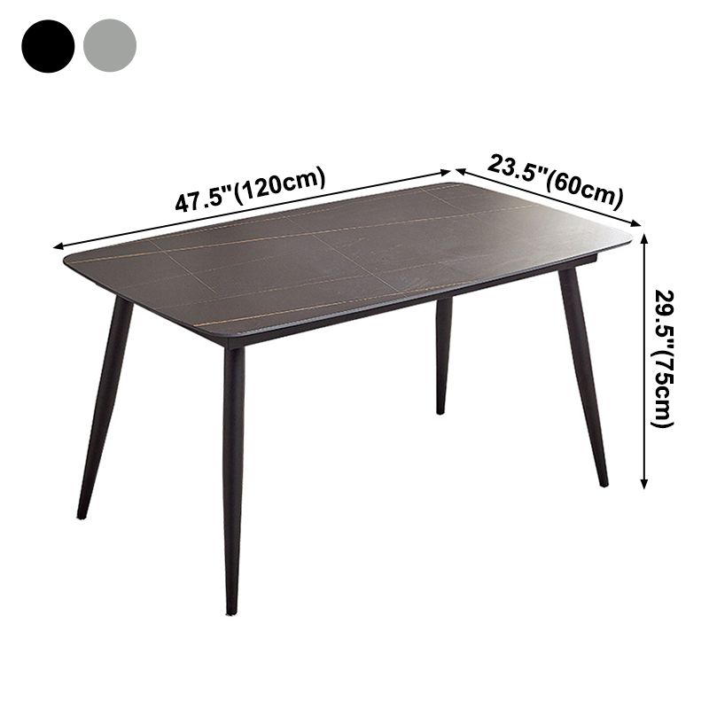 Mesa de comedor rectangular industrial de metal, mesa interior con tapa de piedra sinterizada para comedor