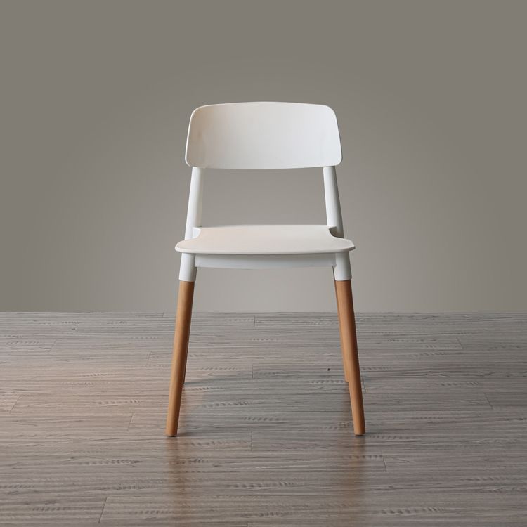 Chaise de salle à manger de style nordique, chaise latérale à dossier ouvert avec pieds en bois massif