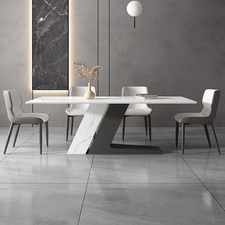 Modern Sintered Stone Top Dining Set Rectangle 1/2/5/7 Pieces Dining Table Set