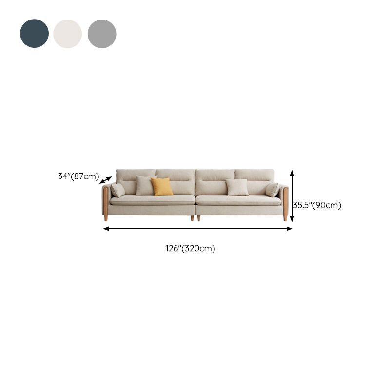 Solid Wood Square Arm Contemporary Fabric Sofa for Living Room