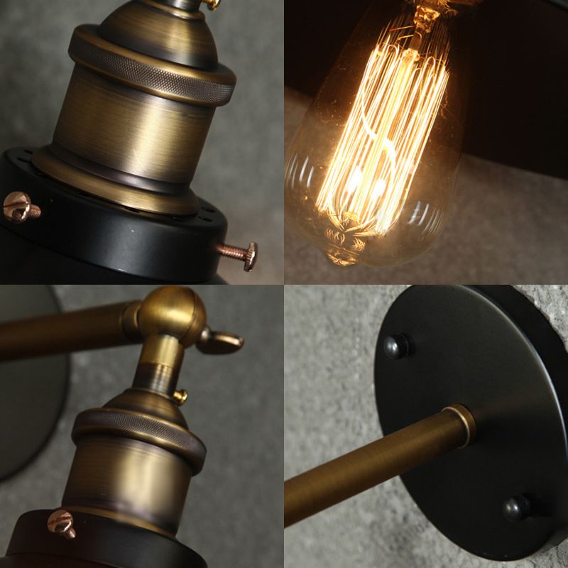 Industrial Style Wall Sconce Metal 1 Light Sconces in Black for Bedroom