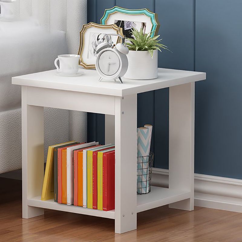 Farmhouse Licing Room Wood Side Table Four-Leg Side Table with One Shelf