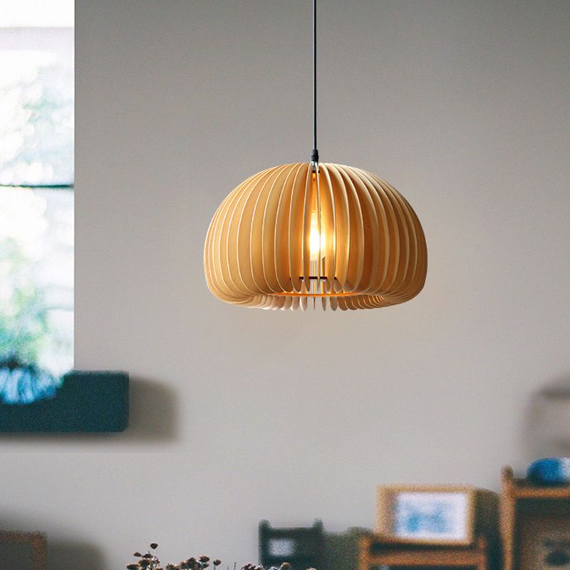 Pumpkin suspendue plafonnier simple bois beige pendant suspendu pour salle à manger