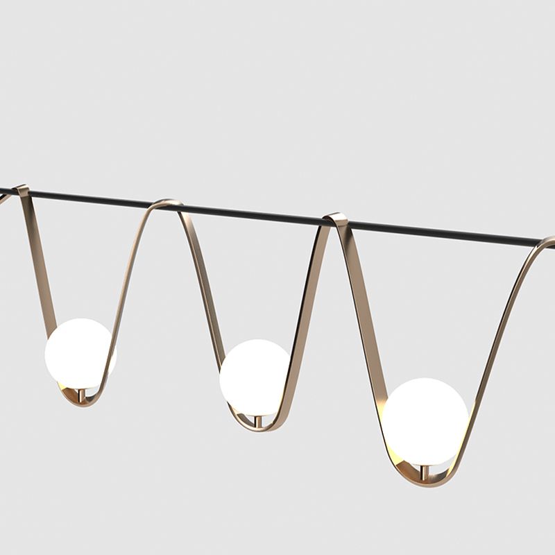 Modern Style Wave Shape Island Pendants Metal Pendant Lights for Dining Room