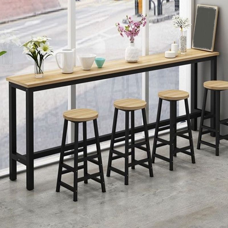 Modern Bar Height Table Metal and Wood Bistro Bar Table for Patio Use