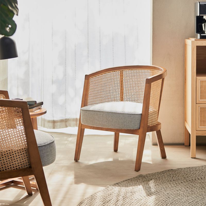 Linen Chair Solid Wood Frame Arms Included Chair for Living Room