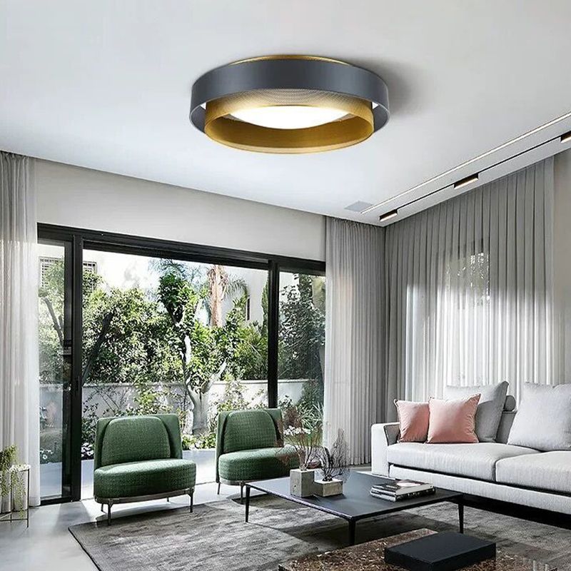 Nordic Circular Flush Mount Metal LED Ceiling Light Fixture for Living Room