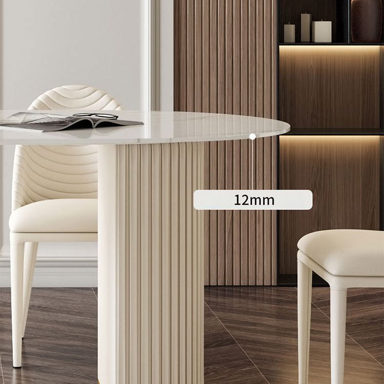 Glam Style Double Pedestal Table Stone Oval Dining Room Furniture