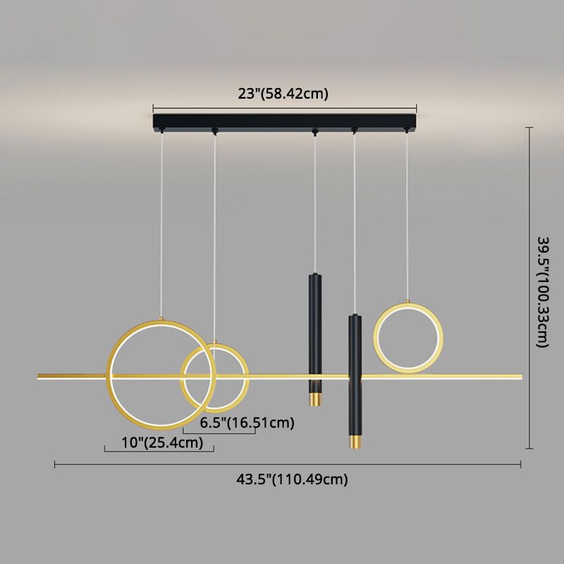 43.3" Length Minimalism LED Island Light Spotlight Design Nordic Style Aluminum Geometric Lines Hanging Light for Dining Room