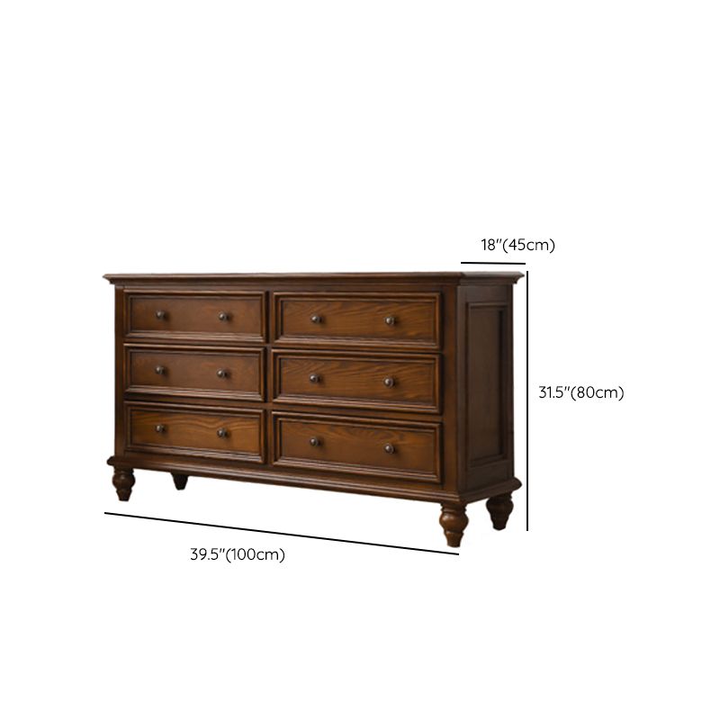 Solid Wood Storage Chest Dresser Brown Storage Chest with Drawers
