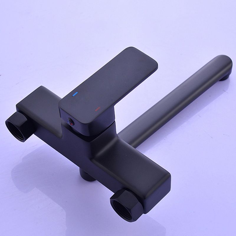 Contemporary Single Handle Kitchen Faucet Pull Down 2 Holds Bar Faucet in Black