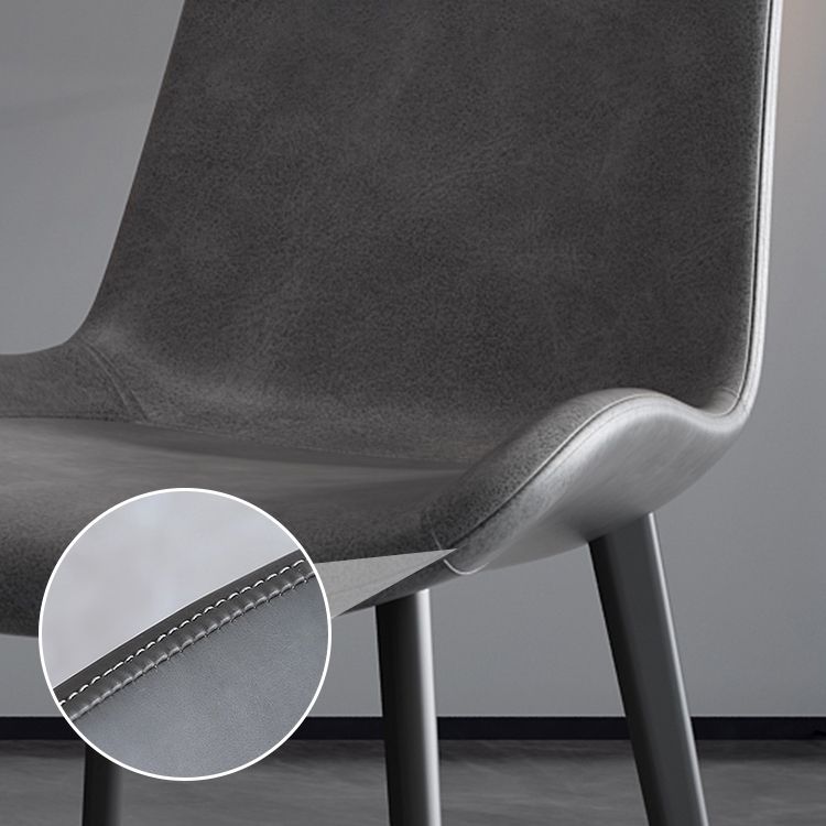 Chaises de salle à manger en cuir style contemporain Chaises de salle à manger sans accoudoirs à dossier solide (Ensemble de 2)