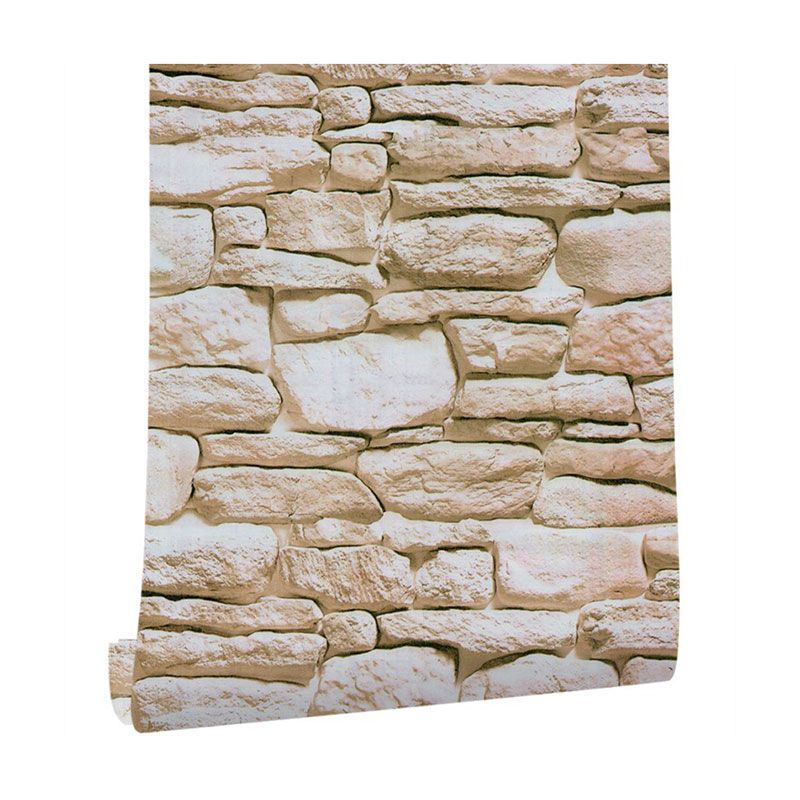Taupe Rock and Stone Wallpaper 17.5-inch x 19.5-foot Peel and Stick Stain-Resistant Wall Covering