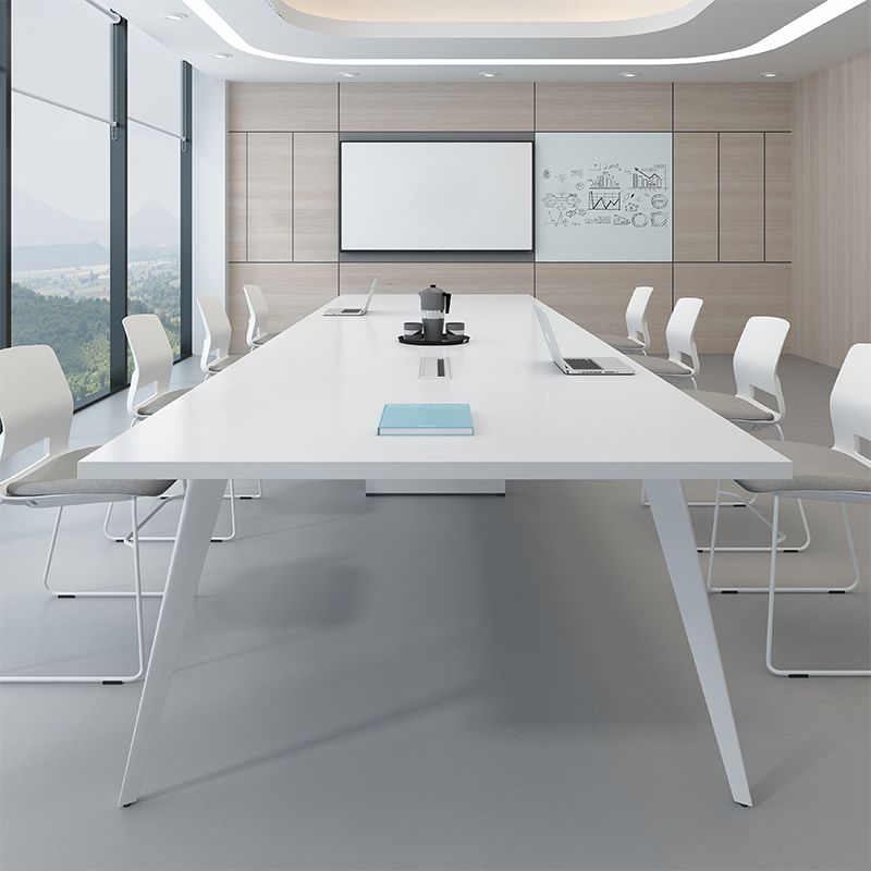 Contemporary Rectangle Dining Table Solid Wood Top Indoor Table with 4 Legs