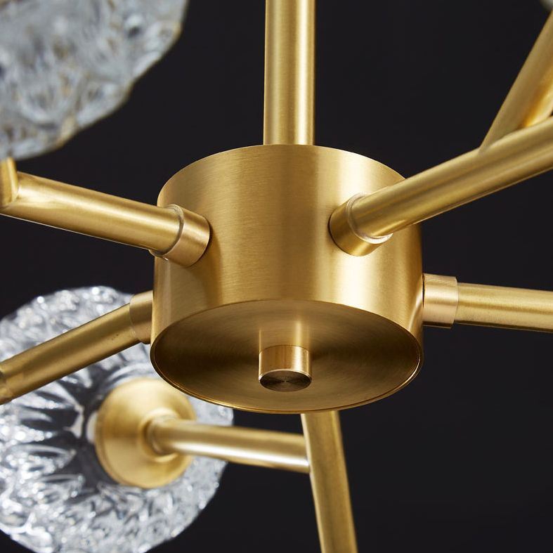 Alcance completo de la iluminación de cristal de cobre Candelera molecular de estilo moderno para sala de estar