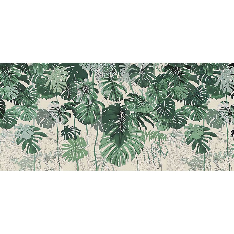 Decorative Non-Woven Mural Wallpaper Tropical Leaf Wall Decor for Gallery and Theme Restaurant