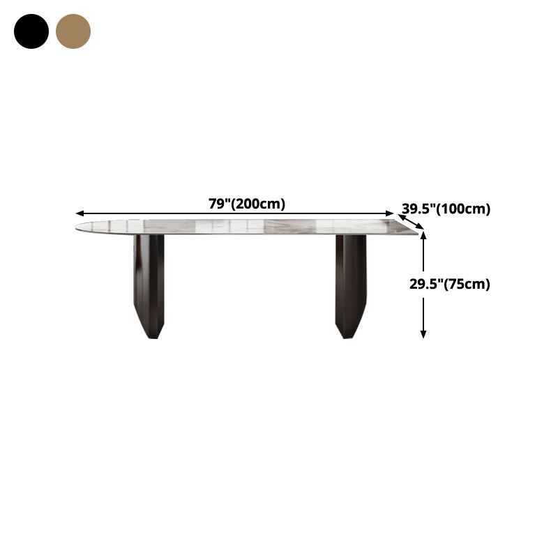 Modern Dining Table Stone Top Dining Table with Stainless Steel Double pedestal Base
