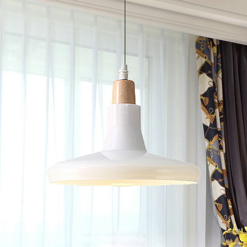 White/Black Bowl/Cone/Saucer Pendant Lamp Modernist 1 Light Glass Led Hanging Ceiling Light in White/Warm Light