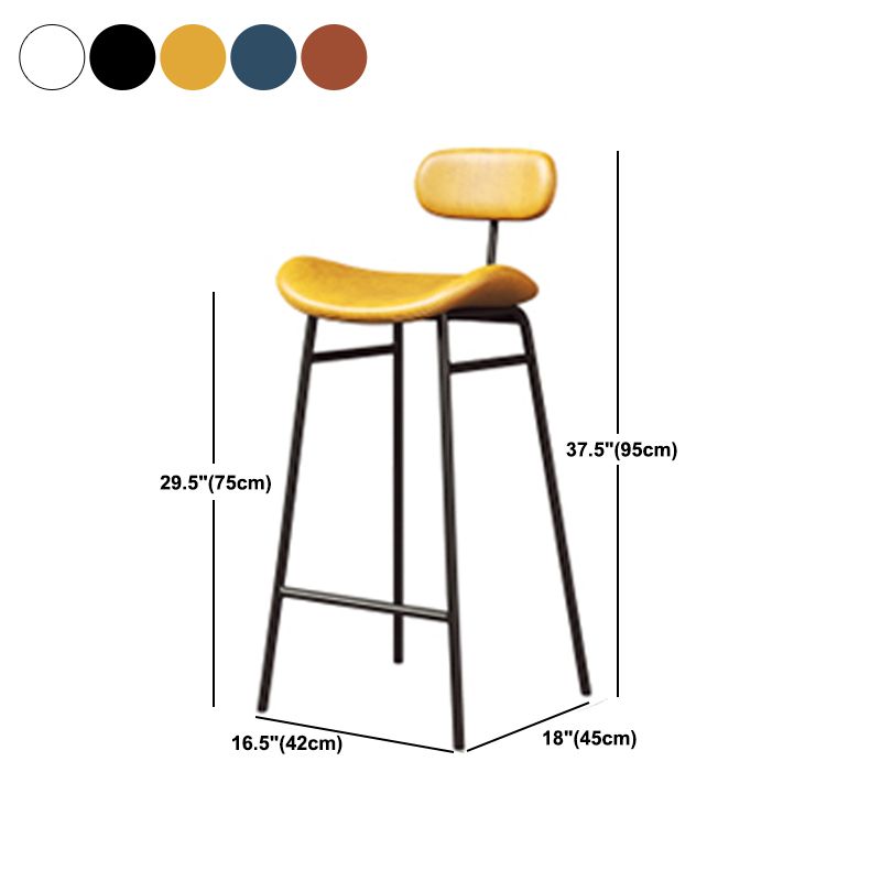 Industrial Armless Bar Stool Faux Leather Bar Chair with Metal Footrest