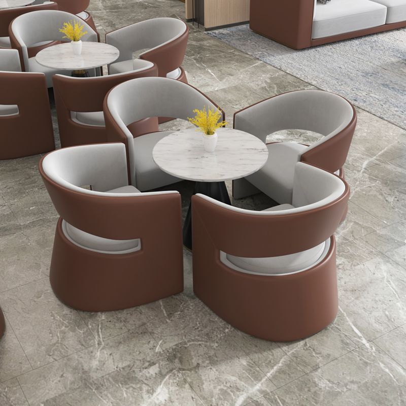 Modern Style Arm Chair Faux Leather Parsons Chairs for Dining Room