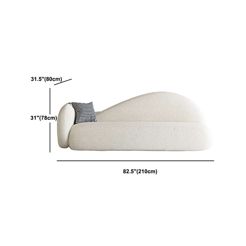 Tight Back Sofa Wool Curved Sofa in White for Living Room, Apartment