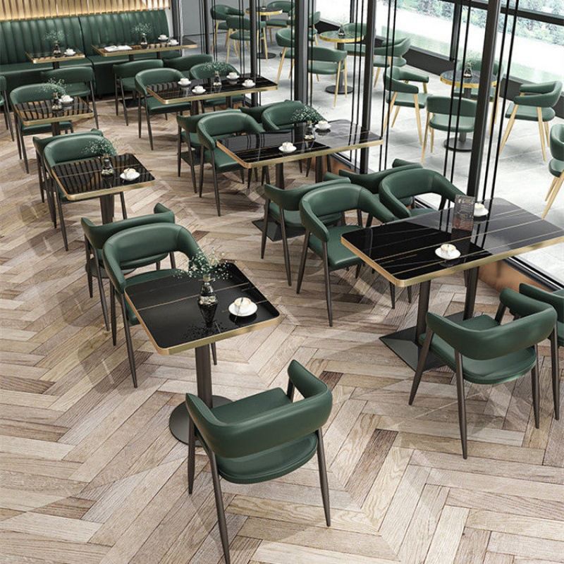 Contemporary Open Back Dining Chairs Upholstered Dining Chairs in Green