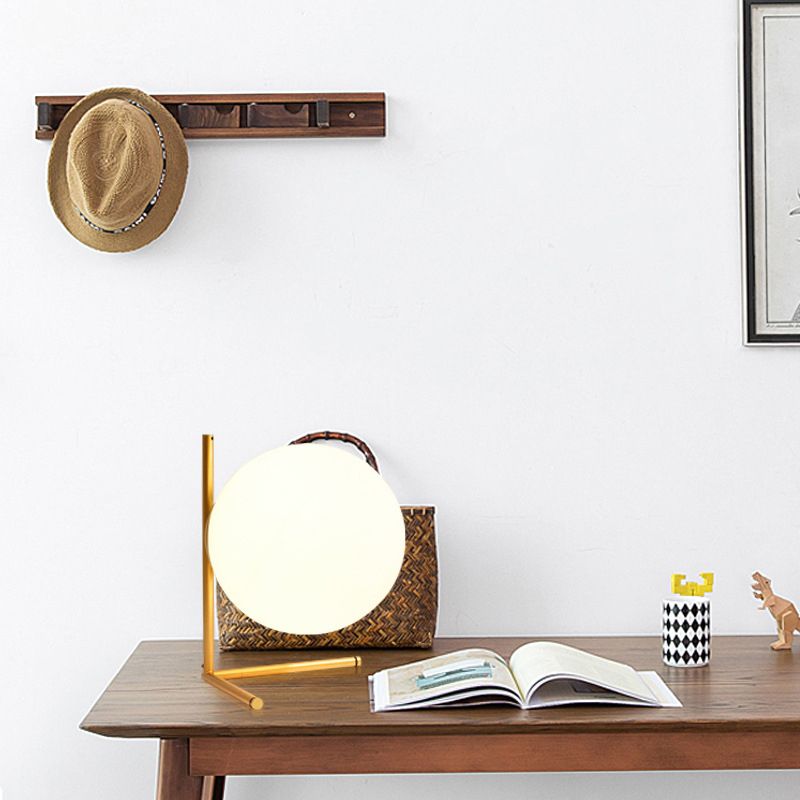 Lampada da tavolo minimalista in vetro bianco globo Lampada da comodino in stile nordico da 9,8 pollici per camera da letto
