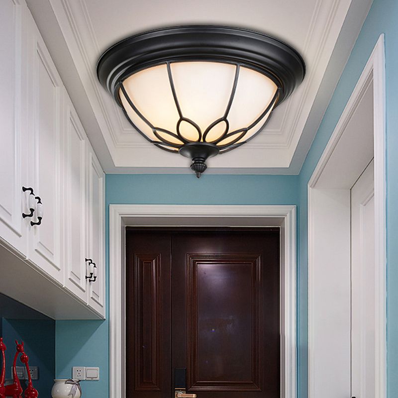 American Ceiling Light 1 Head Frosted Glass Lampshade Painted Ceiling Tray Bedroom Ceiling Lamp