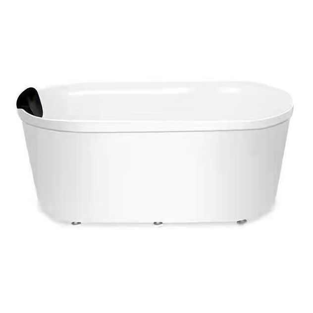 Freestanding Soaking Bath Back to Wall Modern White Bathtub With Faucet