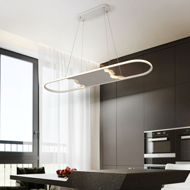Pargante de suspensión ovalada de 35.5 "/47" de ancho LED de comedor acrílico LEDTING LEACHING en luz cálida/blanca/natural
