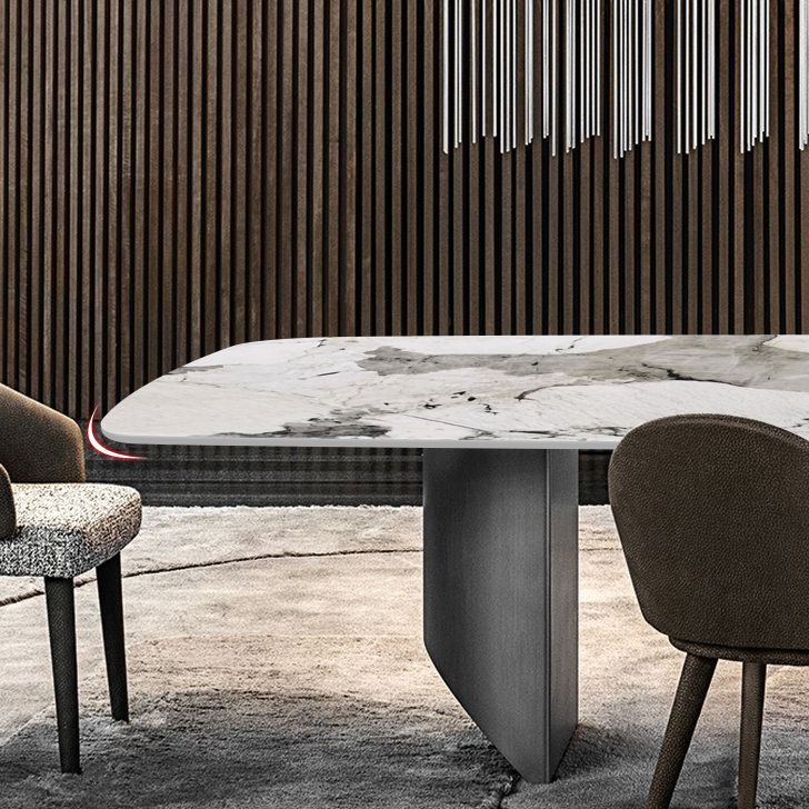Silver Base Dinner Room Kitchen Table Contemporary Dining Table