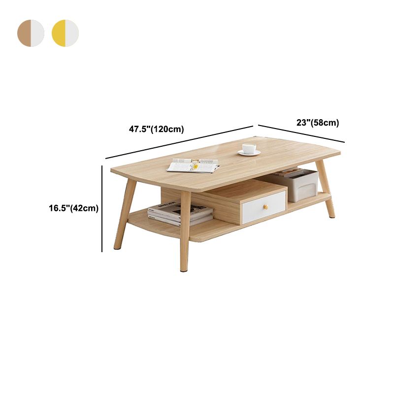 Modern Style Rectangular Artificial 4 Legs Base with Drawer Coffee Table