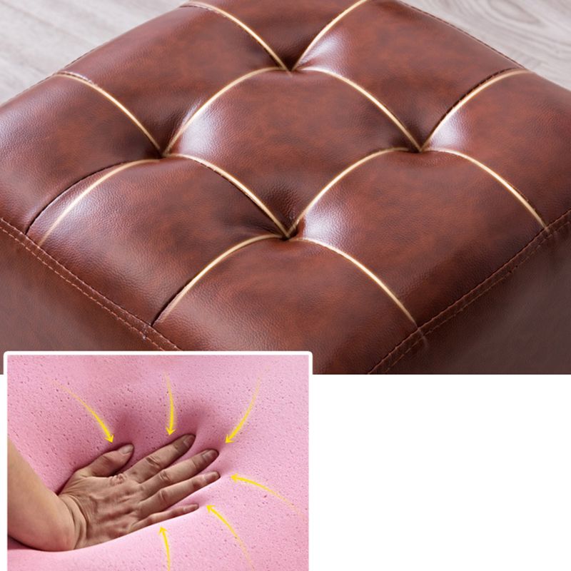 Modern Leather Pouf Water Resistant Round Pouf for Living Room