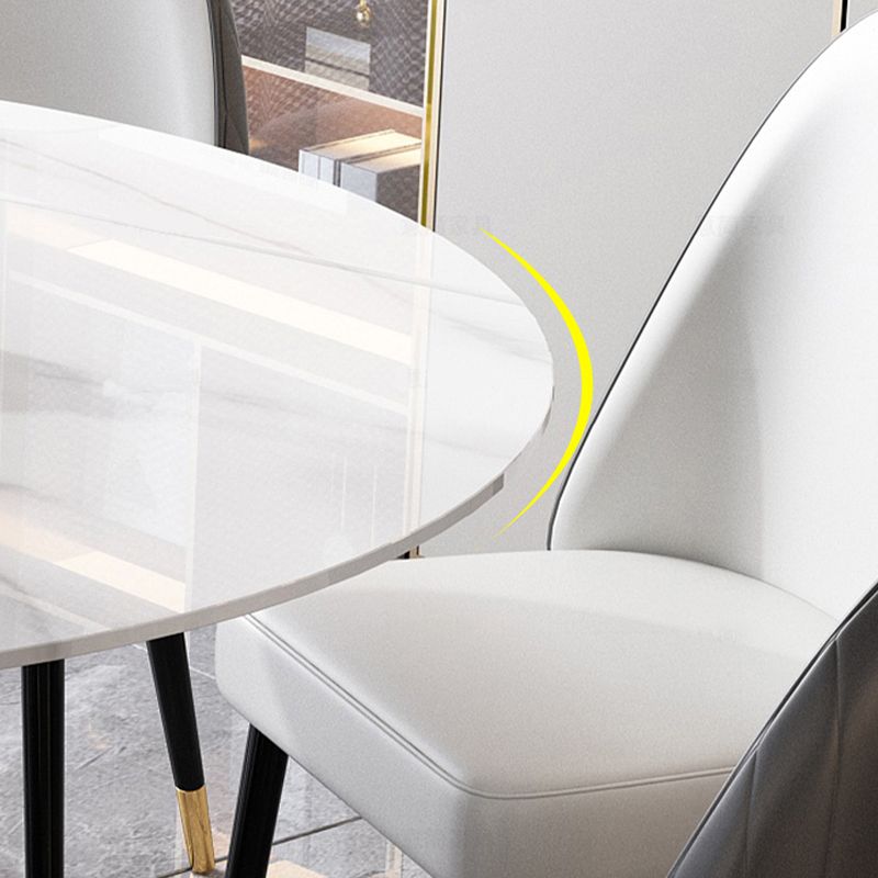 Contemporary Sintered Stone Round Table Set 1/2/5/7 Pieces Dining Set