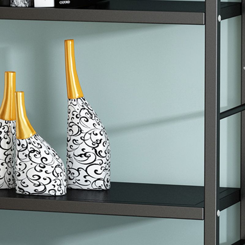 Industrial Wall Mounted Bookshelf Black and White Iron Shelf for Home