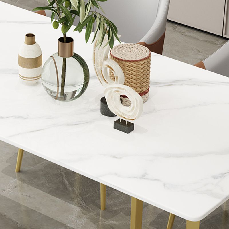 Table à manger en pierre frittée, Table traditionnelle de luxe à cadre doré pour la maison
