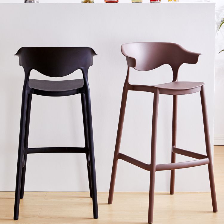 Plastic Contemporary Kitchen Dining Room Arm Stool Low Back Bar Stool