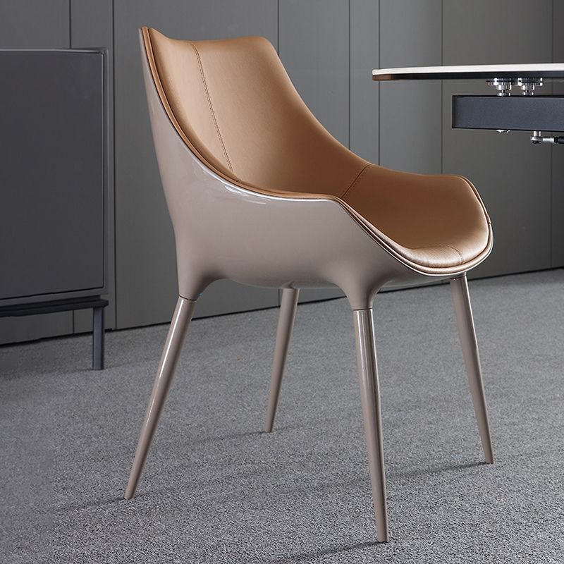 Sillas de comedor de cuero de estilo minimalista, sillas con respaldo sólido para cocina (juego de 2)