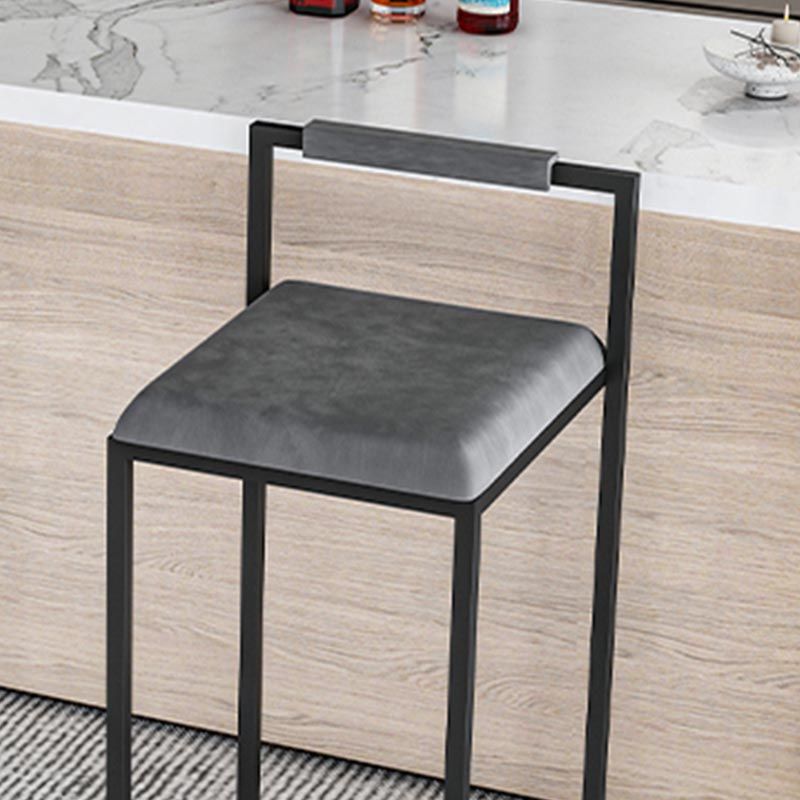 Metal Low Back Counter Stool Modern Aemless Upholstered Bar Chair